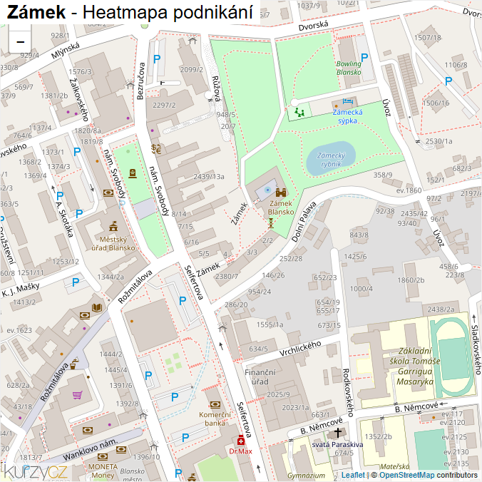 Mapa Zámek - Firmy v ulici.