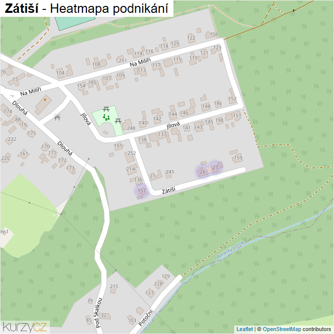 Mapa Zátiší - Firmy v ulici.