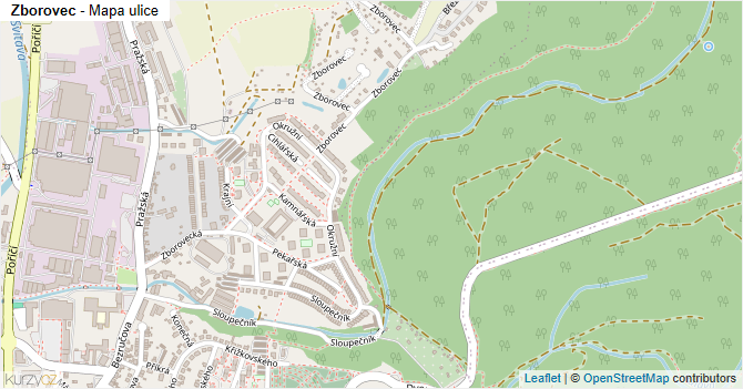 Zborovec - mapa ulice