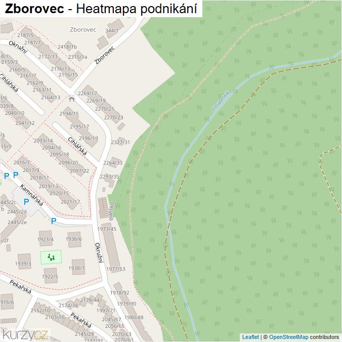 Mapa Zborovec - Firmy v ulici.