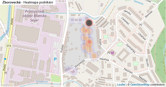 Zborovecká - mapa podnikání