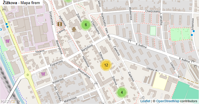 Žižkova - mapa firem