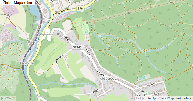 Žleb - mapa ulice