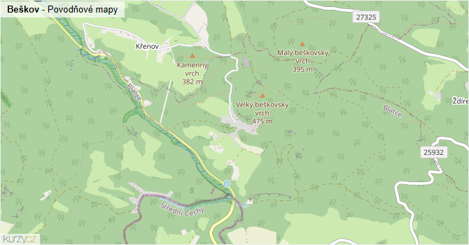 Beškov - záplavové mapy stoleté vody