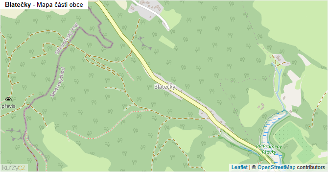 Blatečky - mapa části obce