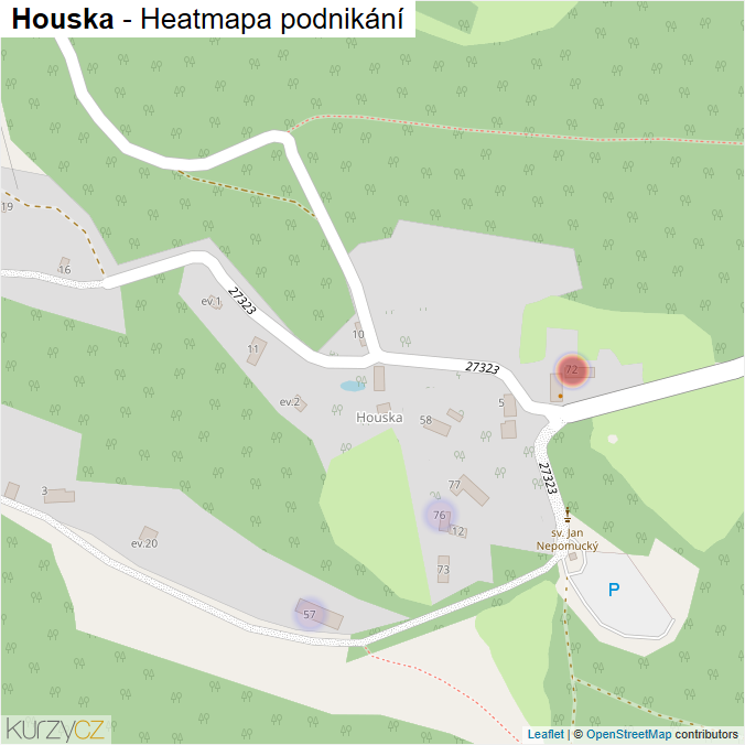 Mapa Houska - Firmy v části obce.