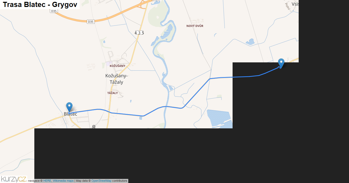 Blatec-Grygov, mapa trasy