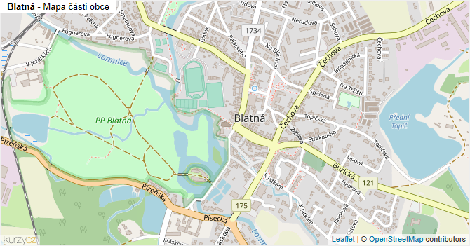 Blatná - mapa části obce
