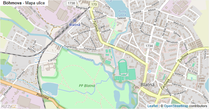 Böhmova - mapa ulice