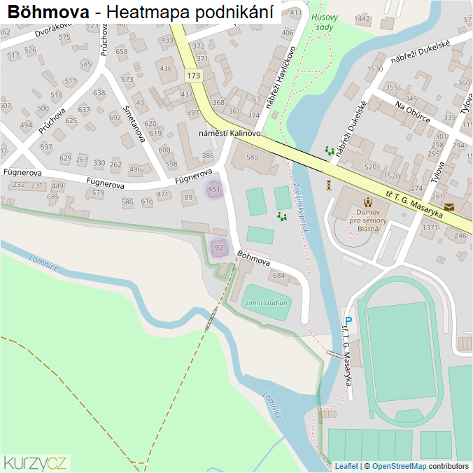 Mapa Böhmova - Firmy v ulici.