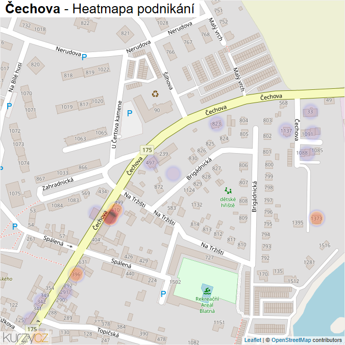Mapa Čechova - Firmy v ulici.