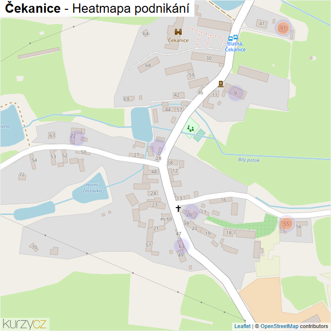 Mapa Čekanice - Firmy v části obce.
