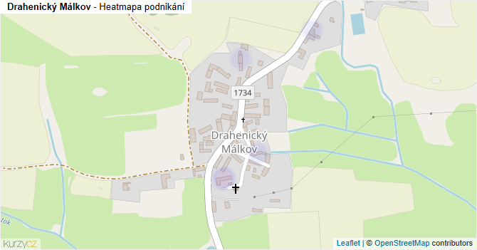 Drahenický Málkov - mapa podnikání