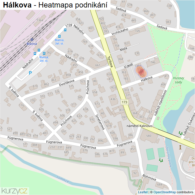 Mapa Hálkova - Firmy v ulici.
