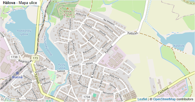 Hálova - mapa ulice