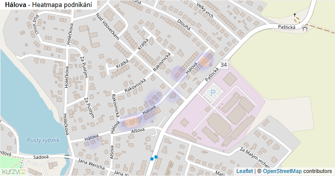 Hálova - mapa podnikání