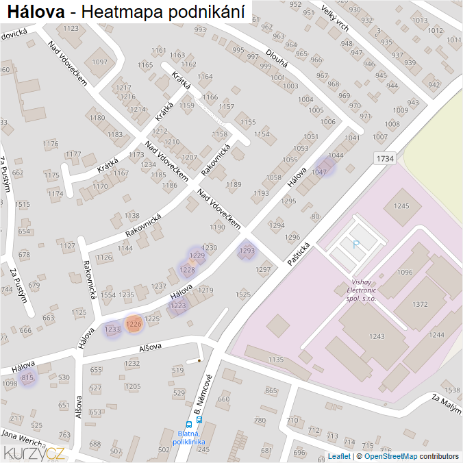 Mapa Hálova - Firmy v ulici.