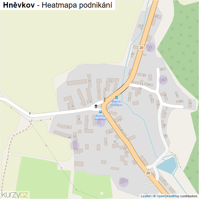 Mapa Hněvkov - Firmy v části obce.
