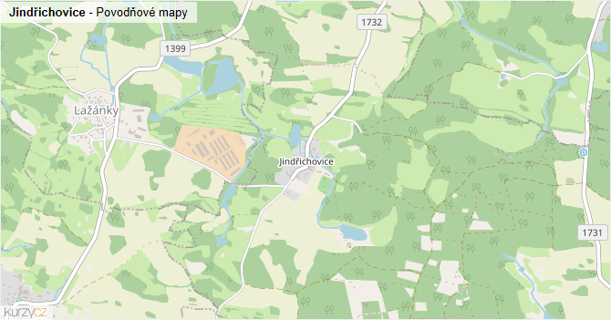 Jindřichovice - záplavové mapy stoleté vody