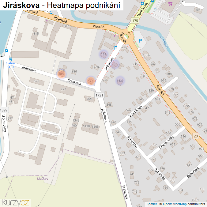 Mapa Jiráskova - Firmy v ulici.
