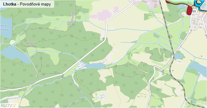 Lhotka - záplavové mapy stoleté vody