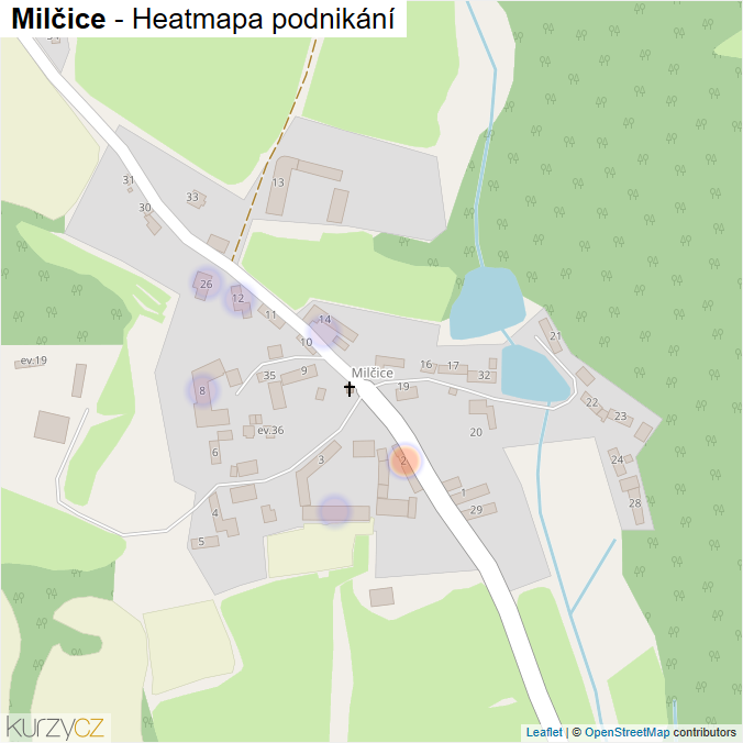 Mapa Milčice - Firmy v části obce.