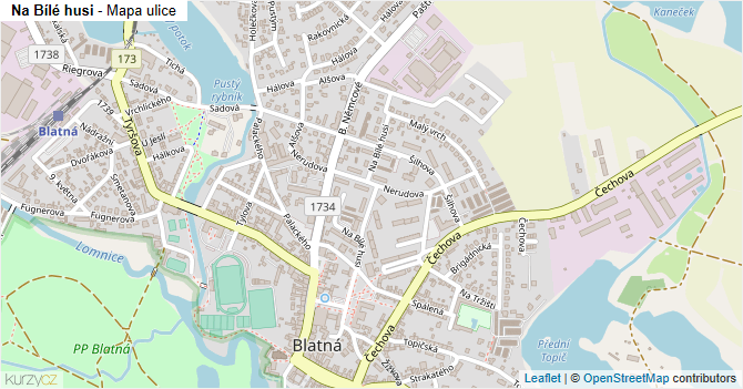 Na Bílé husi - mapa ulice