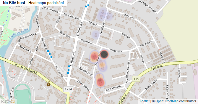 Na Bílé husi - mapa podnikání