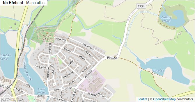 Na Hřebeni - mapa ulice