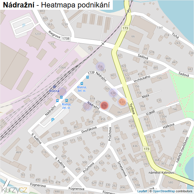 Mapa Nádražní - Firmy v ulici.