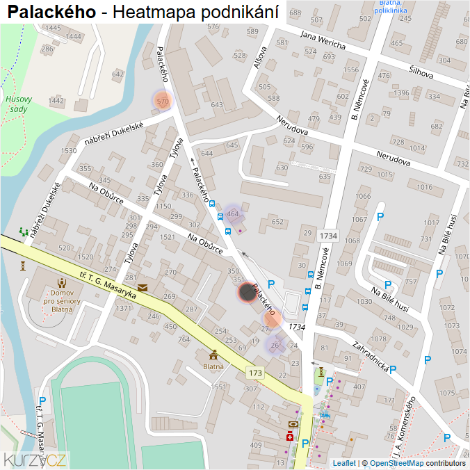 Mapa Palackého - Firmy v ulici.
