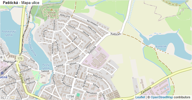 Paštická - mapa ulice