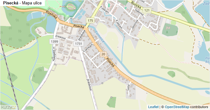 Písecká - mapa ulice