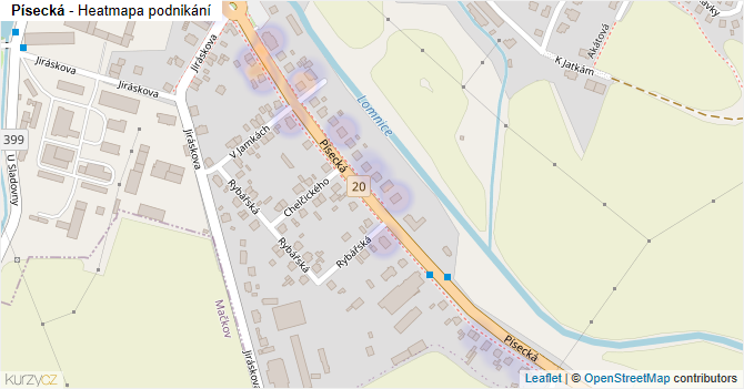Písecká - mapa podnikání