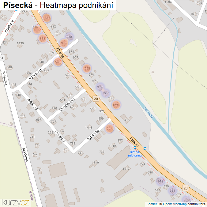 Mapa Písecká - Firmy v ulici.
