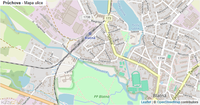 Průchova - mapa ulice