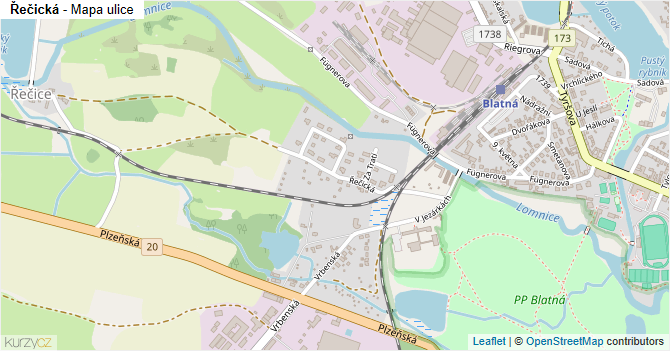 Řečická - mapa ulice