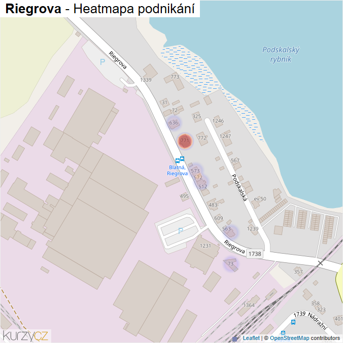 Mapa Riegrova - Firmy v ulici.