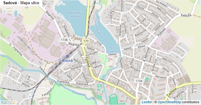 Sadová - mapa ulice