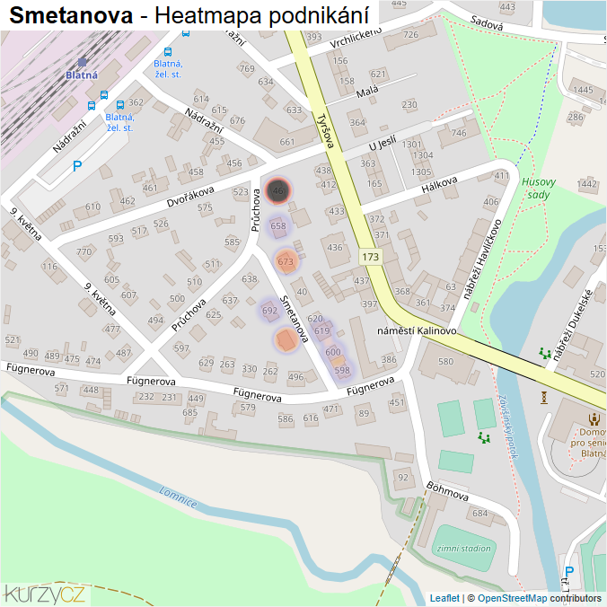Mapa Smetanova - Firmy v ulici.