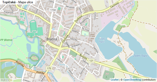 Topičská - mapa ulice