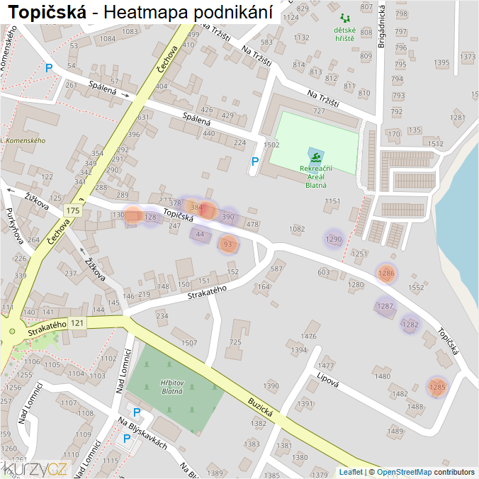 Mapa Topičská - Firmy v ulici.
