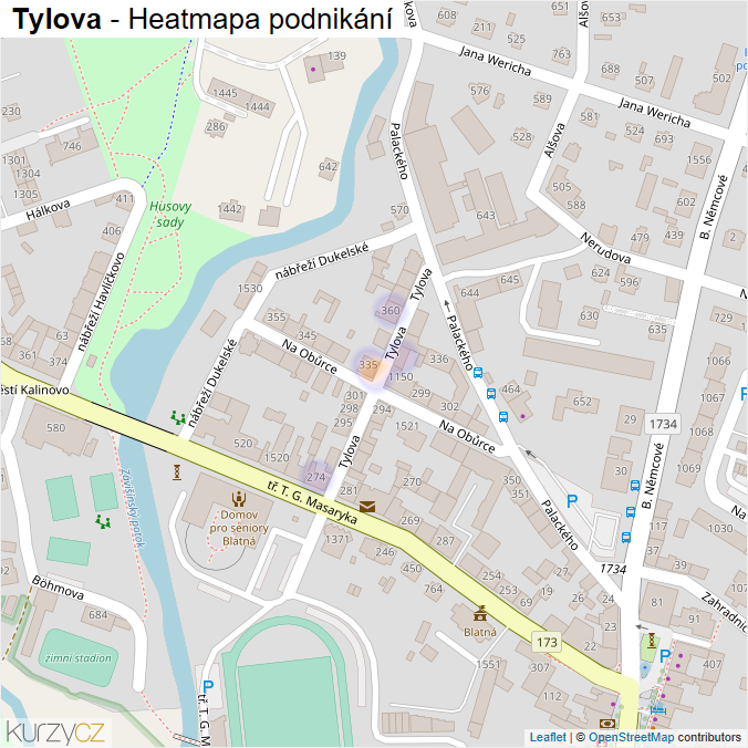 Mapa Tylova - Firmy v ulici.