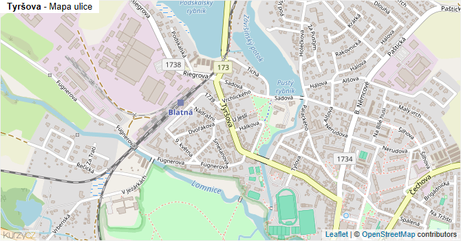 Tyršova - mapa ulice