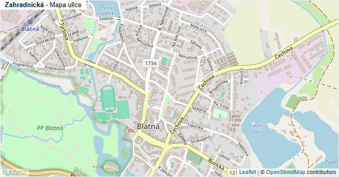 Zahradnická - mapa ulice