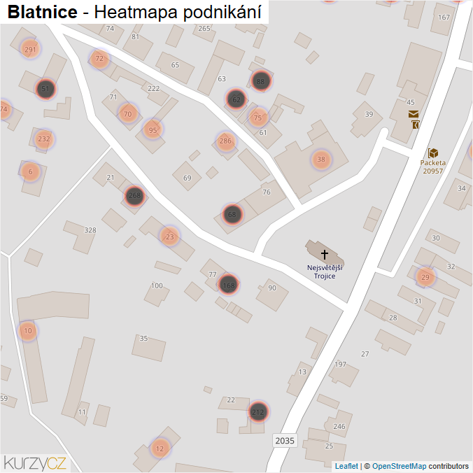 Mapa Blatnice - Firmy v obci.