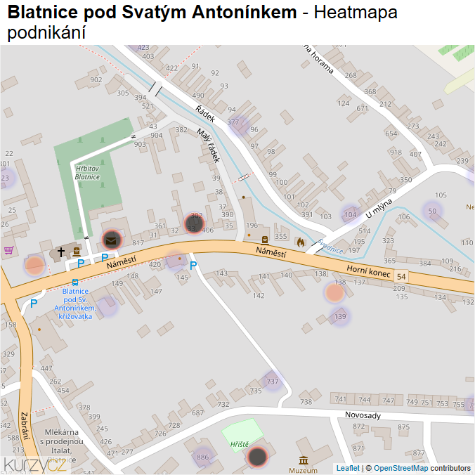 Mapa Blatnice pod Svatým Antonínkem - Firmy v obci.