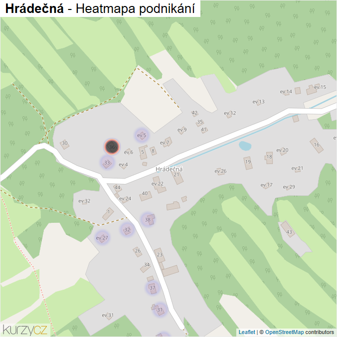 Mapa Hrádečná - Firmy v části obce.