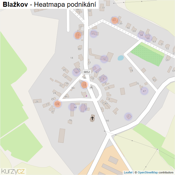 Mapa Blažkov - Firmy v části obce.