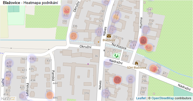 Blažovice - mapa podnikání